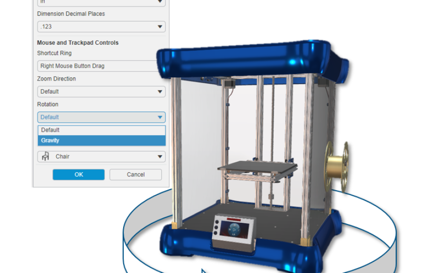 yerçekimi döndürme solidworks